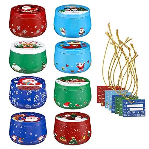 Produktbild: Cabilock 8stück Weihnachten Keksdose Set: Metall Weihnachtsdosen Keksdose Metall Blechdose Mit Deckel n Blech Weihnachten Classic X-mas Kleine Plätzchendose