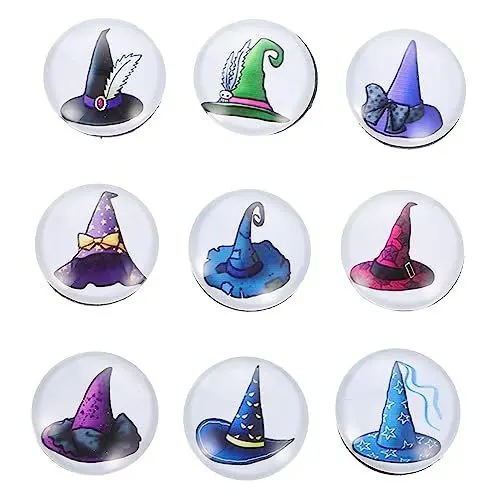 Produktbild: Cabilock 9stücke Kühlschrankmagnete Im Hexenhut-Design Für Halloween Magnete Zum Befestigen Von Notizen Oder Fotos Kühlschrank Und Whiteboard Dekoration Für Zuhause Und Büro