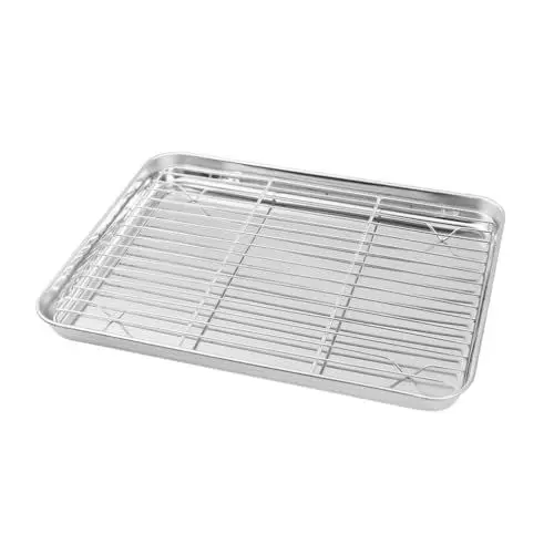 Produktbild: Cabilock Edelstahlblech Backblech Mit Gitter Backblech Mit Rost-set: Backform Aus Edelstahl Backblech Mit Kühlregal Antihaftbeschichtete Backform Zum Kochen