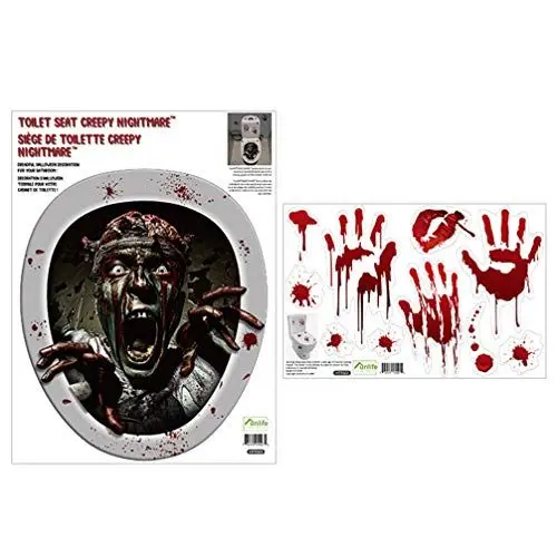 Produktbild: Cabilock 1 Satz Halloween Toilette Aufkleber Topper Abziehbilder Zombie Schrei Tropft Blut Toilette Dekore Vinyl Abdeckung Dekoration