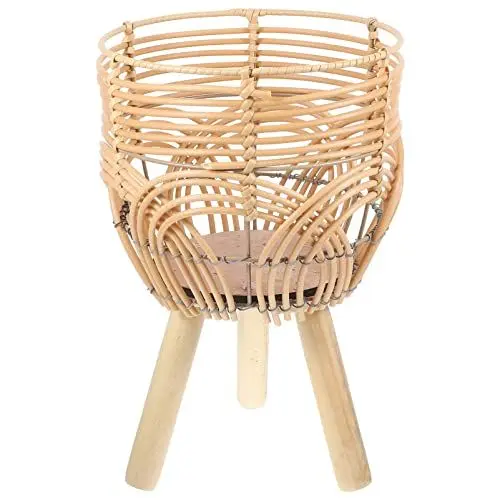 Produktbild: Cabilock Blumenständer Rattan Pflanzenständer Blumenhocker Geflochtener Blumenkorb Pflanzentopf Übertopf Blumentopf Blumenvase für Zuhause Garten Balkon Wohnzimmer Dekoration S
