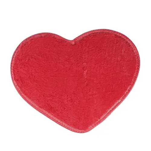 Produktbild: Cabilock Teppich in Herzform 30 X 40 cm Seidige Teppichmatte Herzen Für Wohnzimmer Saugfähige Bodenmatte Rot