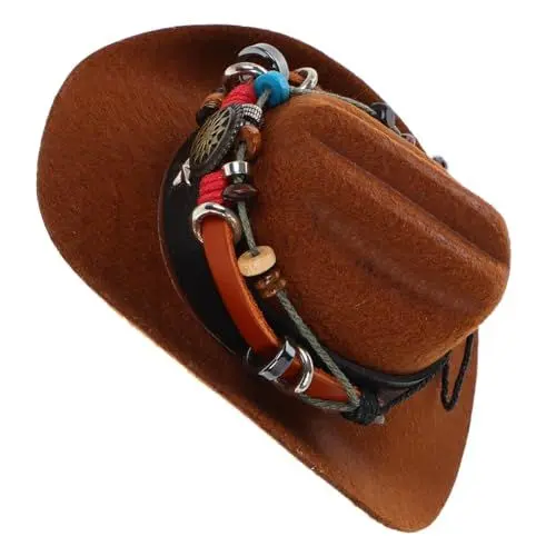 Produktbild: Cabilock Cowboyhut Auto Dekoration Mini Cowboy Hängedeko Rückspiegel Zubehör für Nio Nomi Handmade Western Stil Einzigartige Auto Innenraum Accessoires für Enthusiasten