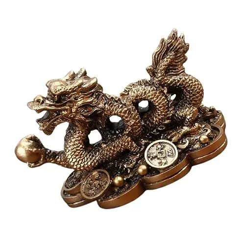 Produktbild: Cabilock Simuliertes Kupfer Fengshui Drache Chinesische Dekorative Drachenstatue Harz Drachenschmuck Desktop Ornament Für Haus