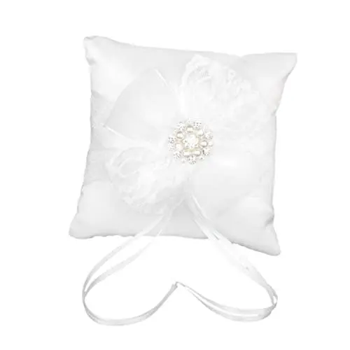 Produktbild: Cabilock 15x15cm Satinband Hochzeitskissen Für Hochzeitszeremonie Braut Bearer Kissen Weiß