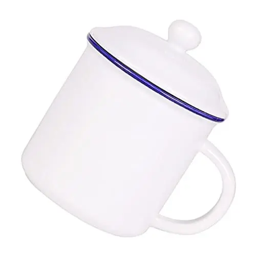 Produktbild: Cabilock Emaille Kaffee Tasse Camp Trinkbecher Reise Emaille Getränke Becher Milch Tee Tasse mit Deckel für Home- Office Party Oder Camping Verwenden 400ML