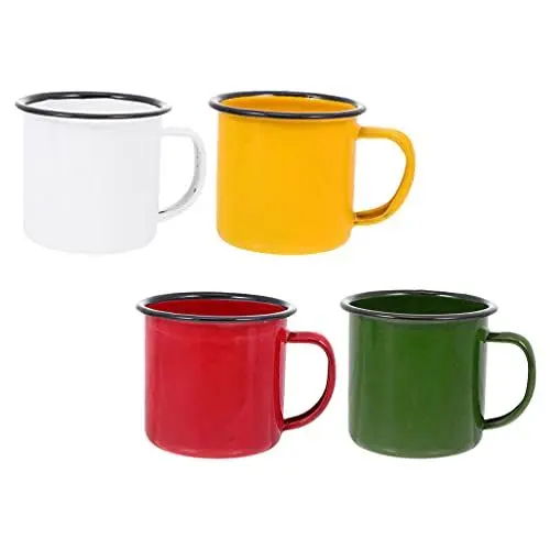 Produktbild: Cabilock Emaille Rohling Emaille Tasse Schwarz Matt 4 Pcs Emaille Camping Becher Set Tee für Angeln Jagd Outdoor Verwenden (Sortiert) Emaille 150ml Emaille Tasse 200ml