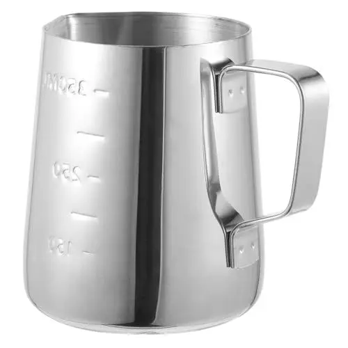 Produktbild: Cabilock Espresso Becher Milchkanne Latte Maschine Espresso Flasche Mixer Trinken Milchbecher Aufschäumbecher Schäumer Milchkännchen Aus Stahl Milchdampfer Rostfreier Stahl Silver