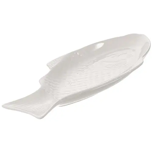 Produktbild: Kreativer Fischteller Aus Keramik, FischföRmige Servierplatte FüR Zuhause Und Restaurant, Weiß, 11 Zoll (28 Cm)