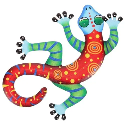 Produktbild: Cabilock Gecko Wanddeko Salamander Aufkleber Metall Gecko Wand Kunst Inspirational Skulptur H? Indoor Outdoor Wand Kunst Skulptur für Home Schlafzimmer Garten Gecko Wanddeko Gartendeko Salamander