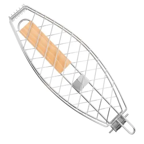 Produktbild: Cabilock Gegrillte Fischklammern Campinggrill Fleischgrillgestell Grillzubehör Grillkörbe Aus Metall Grillfleischgestell Fischgrillgestell Eisengrillgestell Silber Edelstahl