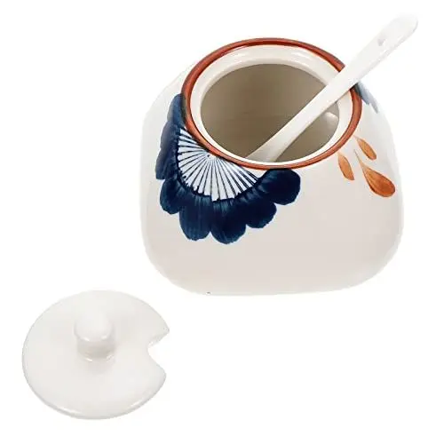 Produktbild: Cabilock Soßenglas-Set Aus Keramik 300 Ml Japanischer Stil Vorratsglas Für Gewürze Salzausgießer Orchideen-Design