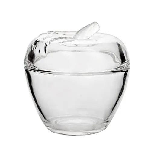 Produktbild: Cabilock Glas Apfelform Sü?igkeiten Jar Candy Dish Schmuckschatulle Zuckerschale mit Deckel Bevorzugung Flasche Weihnachten Schokoladen Aufbewahrungsgef?ngnis Beh?lter Neujahr Dekoration