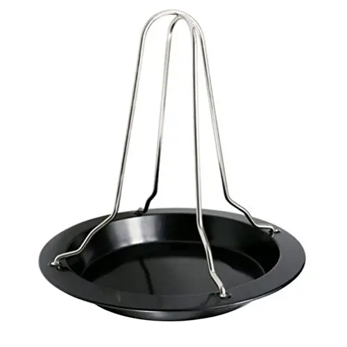 Produktbild: Cabilock Hähnchenbräter Bratpfanne Metall Edelstahl Grillständer Hühnerhalter Hähnchengrill BBQ Chicken Bräter Ständer mit Drip Pfanne für Backofen Camping Picknick Grill Zubehör Silber