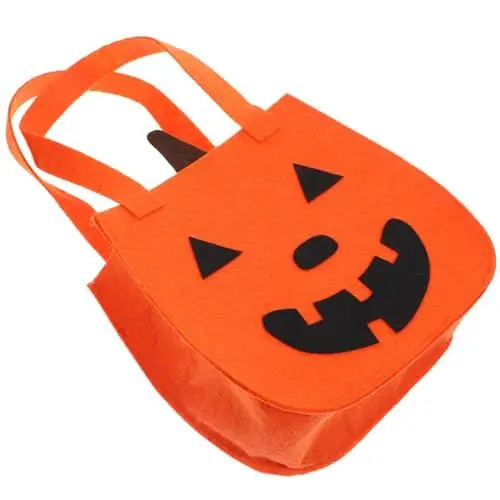 Produktbild: Cabilock Kürbis Eimer Halloween Halloween-kürbis-leckerli-taschen Mit Griffen Jack-o-laterne-filztasche Für Süßes Oder Saures Partygeschenke Süßigkeiten Kekse Orange Halloween-süßigkeits-geschenktüte