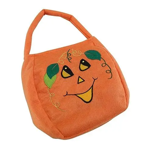 Produktbild: Cabilock Halloween-einkaufstasche Leckerbissenkorb Aus Stoff Taschen Für Halloween-süßigkeiten Kindersachen Kürbis-geschenktüten Goodie-bags Für Kinder Süße Tasche Orange Kurzer Plüsch
