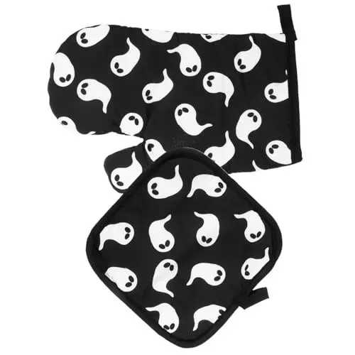 Produktbild: Cabilock Handschuh Halloween Ofen Tischset Halloween Ofene Und Topflappen Sets für Die Küche (Schwarz) Koche Kochhandschuhe