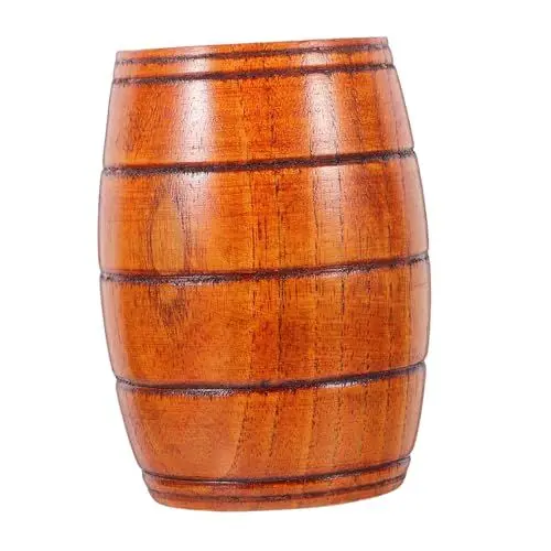 Produktbild: Cabilock Holzfass Bierkrug Handgefertigter Holzbecher für Bier Tee Kaffee und Wein Robuster Eleganter Trinkbehälter aus Stabilem Holz für Camping Reisen und Zuhause