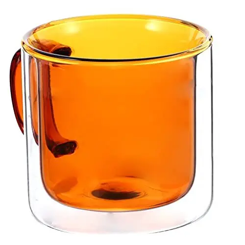 Produktbild: Cabilock Kaffeetasse aus Glas kaffeekanne kaffeekännchen Trinkglas partybecher coffee pot capycup Biergläser Wasserbecher Saftbecher mit Henkel Glastassen für Kaffee Kaffeetassenglas Yellow