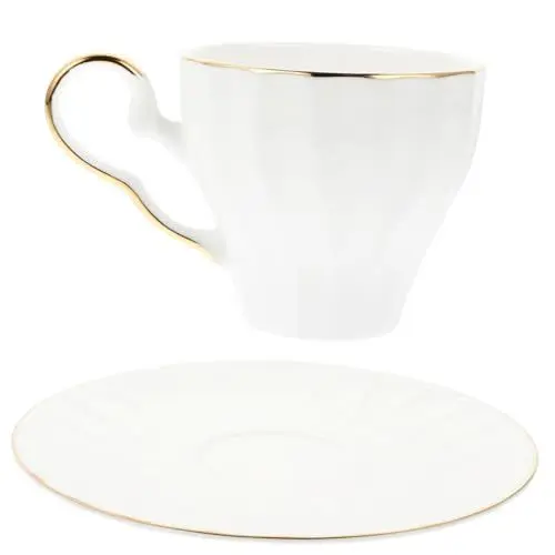 Produktbild: Cabilock Robuste Bone China Becher Mit Untertasse Porzellan Tasse Set Weiß Mehrzweck