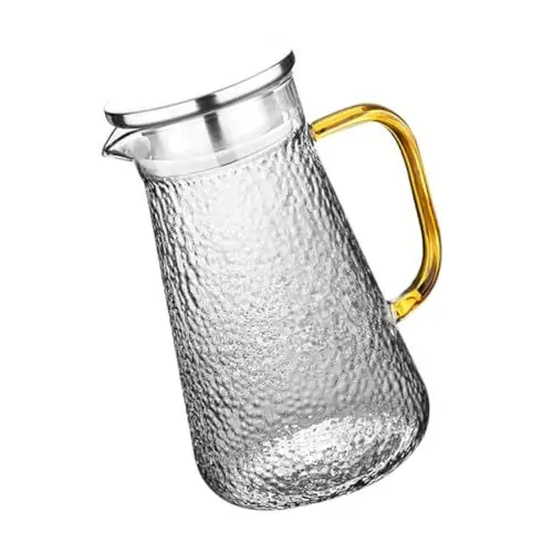 Produktbild: Cabilock Kaltwasserkrug aus Glas bürotisch screibentisch teekerzen Wasserflaschen aus Milchkarton Blühen Wasserkaraffe für den Haushalt Krug für Haushaltssäfte Rostfreier Stahl Transparent