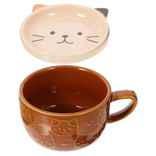 Produktbild: Cabilock Katzen-kaffeetasse Mit Deckel Keramiktasse Für Katzen Teetassen-set Neuheit Für Mama