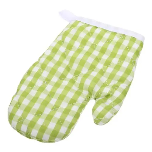 Produktbild: Cabilock Kinder-Ofenhandschuhe Kinder-Küchenhandschuhe Karierte Backhandschuhe Mit Aufhängeöse Für Kindersicheres Kochen Backen Mikrowelle Kindergrillen Grillen Grün