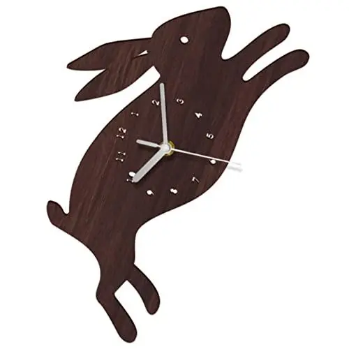 Produktbild: Cabilock Kinder Dekor Dekorative Wohnzimmeruhr Holzverkleidung Wanduhr Für Kinder Schlafzimmer-Kaninchen-wanduhr Batteriebetriebene Wanduhren Büro Kinderzimmer Kaninchen Aus Holz Hölzern