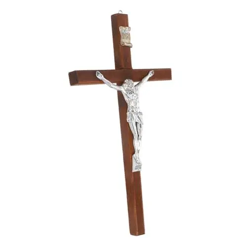 Produktbild: Cabilock Mini Jesus Kreuz Figur Kompaktes Kruzifix Wandkreuz Aus Holz Katholisches Ornament Religiöses Wohndekor