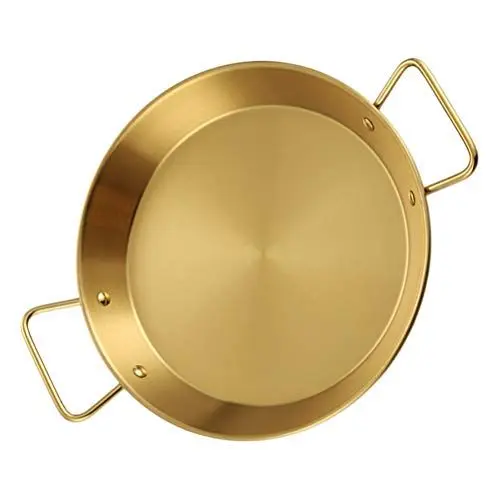 Produktbild: Golden Spanische Pfanne Wok Paella Bratpfanne Servierpfanne Edelstahlpfanne Beilagenpfanne Spanien Universalpfanne Ergonomischer Induktions Küchenzubehör (20cm)