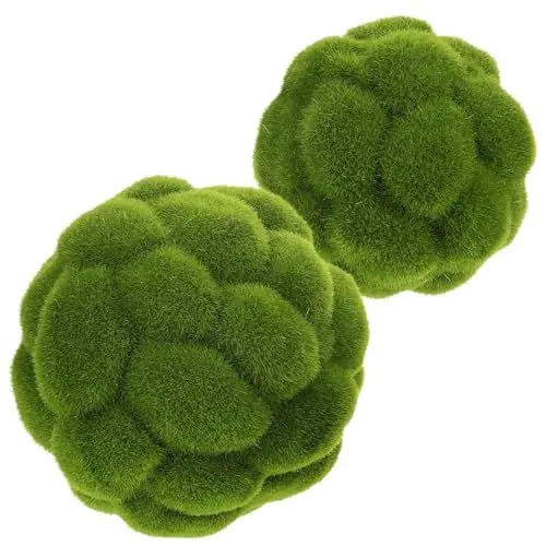 Produktbild: Cabilock Künstliche Mooskugel 2 Stück 10 cm 12 cm Künstliche Steine Moosstein Deckenbehang Formschnitt-Kugel Ornamente Für Garten-Formschnitt Hochzeit Party Hängende Wanddekoration