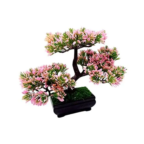 Produktbild: Cabilock Künstlicher Bonsai-Baum für den Schreibtisch Desktop-Topfpflanze Chinesischer Bonsai-Baum Dekor kunstpflanze Bonsai künstlich künstliche Pflanzen Bonsai künstliche Bonsais Rosa