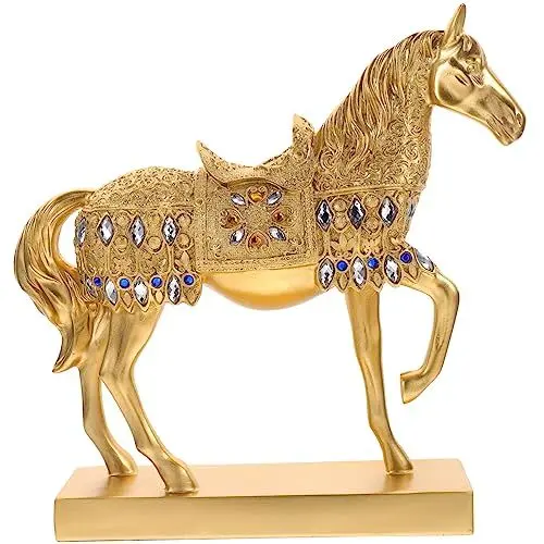 Produktbild: Cabilock Kunstpferdeschmuck feng Shui kriegspferde Figur Bürodekoration Ornament Wohnkultur Pferdeschmuck aus Kunstharz Stehende Pferdefigur tierisches Dekorationen Statue