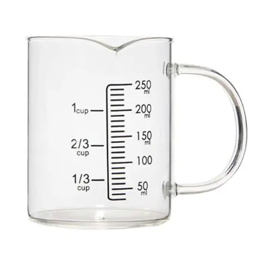 Produktbild: Cabilock Messbecher Glas Transparent 250ml Glas Messkanne Kaffee Milch Mehl Flüssigkeit Küche Messbecher Mischbecher Wasserbecher Küchenhelfer Kochen Backen Werkzeug