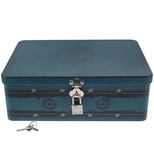 Produktbild: Cabilock VerschließBare Blechdose, Mehrzweck Schmuckbox Mit Schloss, 20x15x10cm, Retro Design, Ideal FüR Schmuck, SüßIgkeiten Oder Aufbewahrung