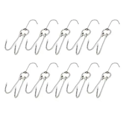 Produktbild: Cabilock Metzger Werkzeug Metzger Werkzeug Grill 10Pcs Fleisch Aufh?nger Metzger Geflügel Verarbeitung Fleisch Trocknen Grill H? Racks (Silber) BBQ Forellen Räucherhaken Forellen Räucherhaken