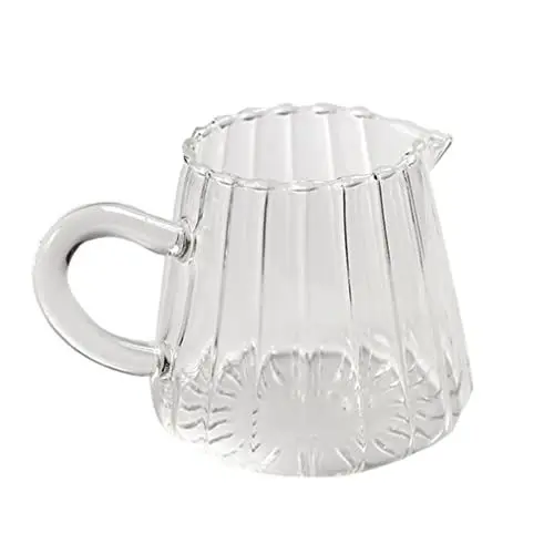 Produktbild: Milchkännchen Glas Milchkrug Sahnekanne Milchkanne Soßenkanne mit Griff Glaskanne Sauciere Espresso Krug Milch Aufschäumen Tasse für Kaffee Cappuccinos Latte Art 150ml