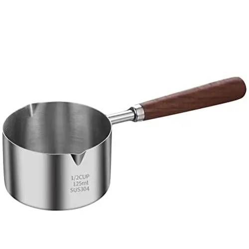 Produktbild: Cabilock Milchtopf Kleiner Topf Stielkasserolle Soßenpfanne Öltopf Kleiner Topf Schmelzpfanne Holzgriff Suppentopf Für Butter Käse Saucen 125ml, IJ02TGYC36OCPE17DL