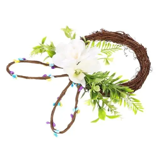 Produktbild: Cabilock Frühling Front Tür Kranz Ostern Bunny Decor Künstliche Kranz Ornament Hängen Kranz Für Ostern