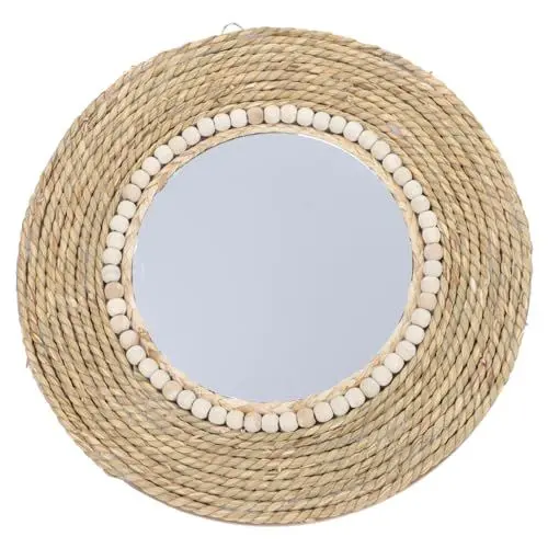 Produktbild: Cabilock Rattan dekorativer Spiegel elegant Vanity Mirror Wanddekoration angaangaq schmuckspiegel wohnungseinrichtung geschen ländlich Schminkspiegel Weide Wandspiegel Glas