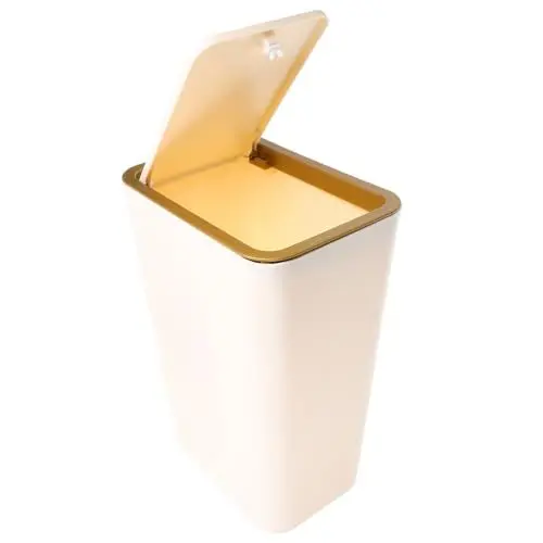 Produktbild: Cabilock Schlanker Mülleimer Mit Druckdeckel 10 L Kunststoff-Müllbehälter Schmaler Abfallkorb Für Küche Badezimmer Gästetoilette Schlafzimmer Büro 10 5 L