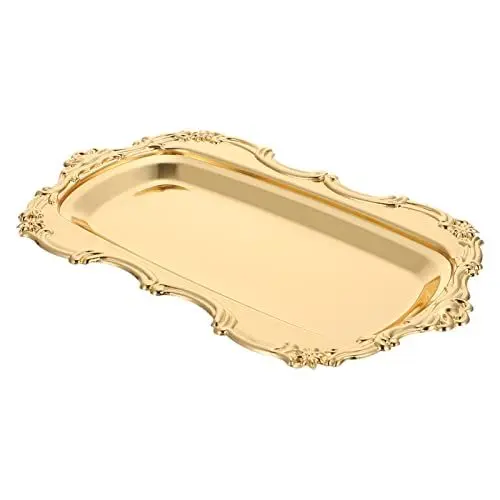 Produktbild: Cabilock Speicherplatten Edelstahl Teller Snackteller Speiseteller Salatteller Brotteller Frühstücksteller Servierteller Tablett für Salat Pommes Kn?del Sushi Golden Ottomane