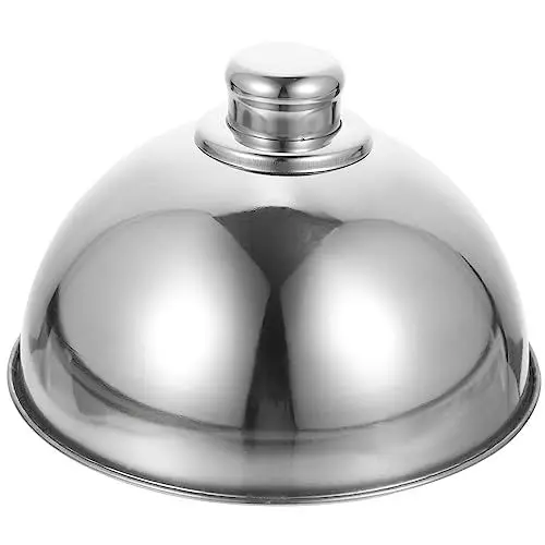 Produktbild: Cabilock Speiseglocke Edelstahl Tellerglocke Teppanyaki Deckel Garhaube Burgerhaube Käseglocke Grilldeckel Schmelzkuppel Abdeckhaube Lebensmittel Abdeckung für Speise Cheeseburger Steak 18cm