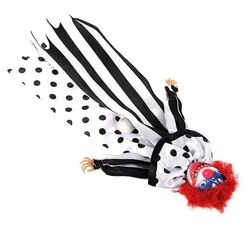 Produktbild: Cabilock Spukhaus Anhänger Spukhaus Zubehör Halloween-Requisiten Clownfigur Halloween-geisterdekoration Drehbarer Schmuckständer Halloween-schädelverzierung Schreckliche Clownpuppe Stoff