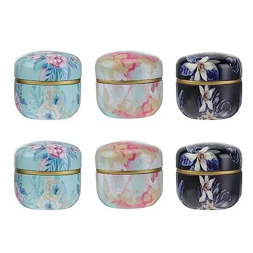 Produktbild: Cabilock Teedose Luftdicht Klein Tea Tin 6Pcs Zinn Gl? ? Tee Zinn Leere ? Lagerung Zinn Dosen Gl? Beh?lter für Tee Blatt Kerzen Candy Cookie Teedose Klein Matcha Teedose Japan
