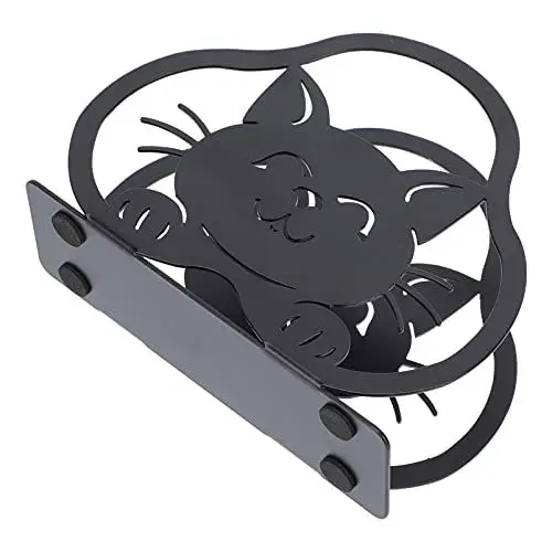 Produktbild: Cabilock Toilettenpapier Box Serviette Halter Eisen Dekorative Halter Serviette Organizer Katze Design Freistehende Papier Halter Für Küche Platte Esstisch Schwarz Papierhandtuchhalter