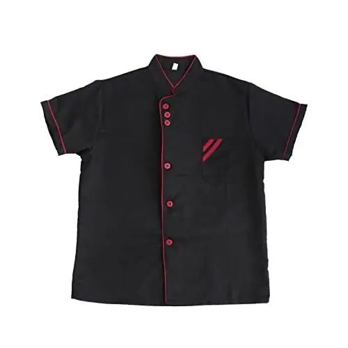 Produktbild: Cabilock Unisex Kochmantel Schwarz Kurzarm Kochjacke Uniform Food Service Catering Hemd Tuch für Hotel Restaurant Bäckerei Herd Größe Xxl