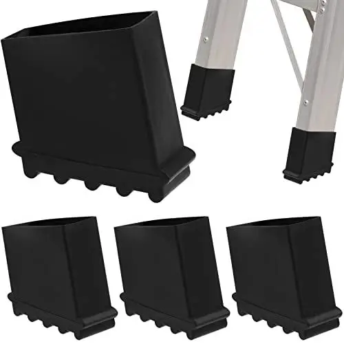 Produktbild: Cabilock 4 Stück Leiterfußabdeckungen Für Trittleitern Zubehör Anti-Fiberglas-Griffe Leiter Leiterfußpolster Leiterfüße Stoßfänger Trittleiterpolster Buddy Groß Gummi Schwarz