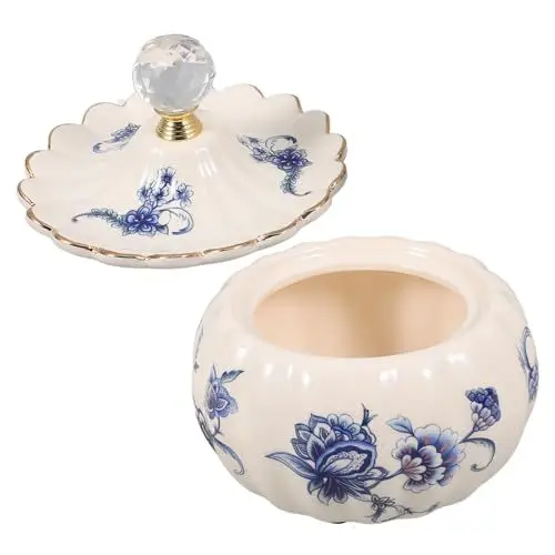 Produktbild: Cabilock Keramik Schmuck Aufbewahrungsdose Vintage Schmuck Organizer Ohrringhalter Und Fach