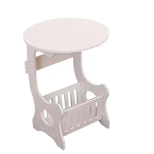 Produktbild: Cabilock Stabiler Und Stilvoller Mini-couchtisch Rund Für Wohnzimmer Couchtisch Beistelltisch Mit Stauraum Weiß Klein